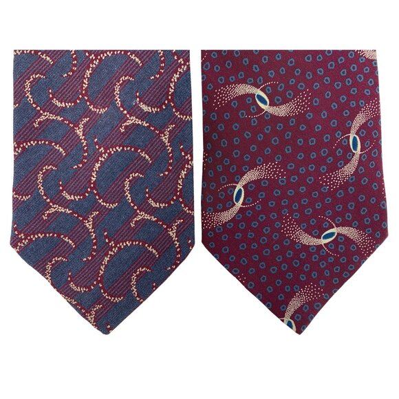 Set Of 2 Giorgio Armani Silk Ties Burgundy & Navy Vintage Italy